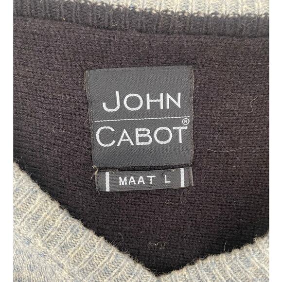 John Cabot Mens Sweater L Blue Lambswool‎ Minimal Office Travel Classic Neutral - Picture 2 of 8